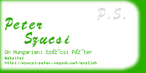 peter szucsi business card